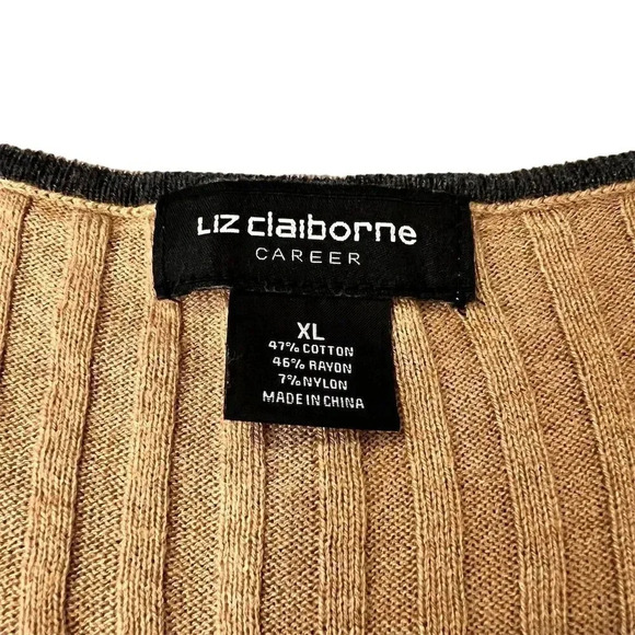 Liz Claiborne Women's XL Brown Pullover Sweater Keyhole Neck Casual - Picture 6 of 8